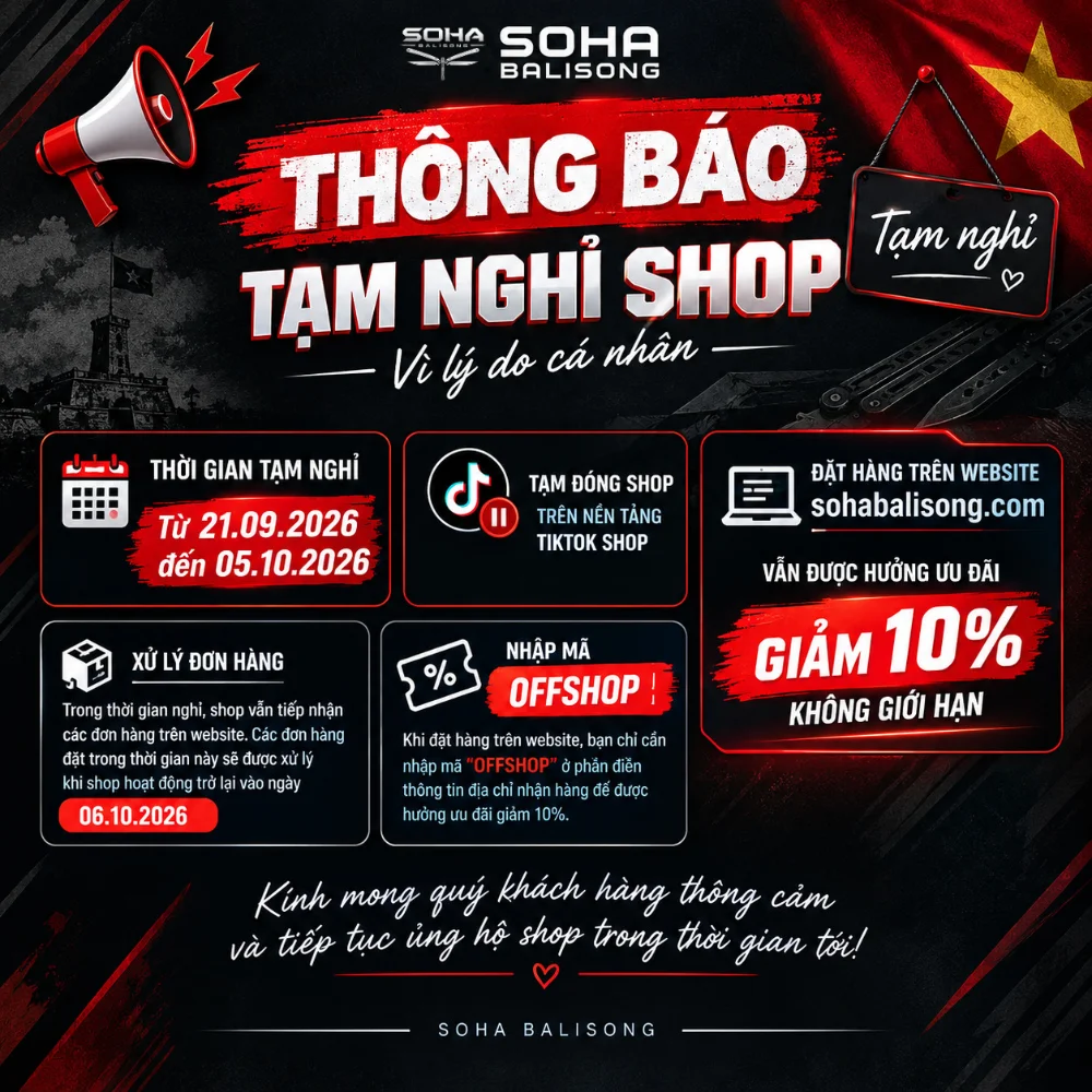 Thông báo tạm nghỉ Soha Balisong